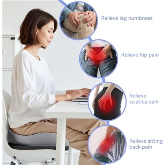 Memory Foam Seat Cushion Office Chair Wheelchair Tailbone Coccyx Pain Relief Pil - Picture 5 of 7